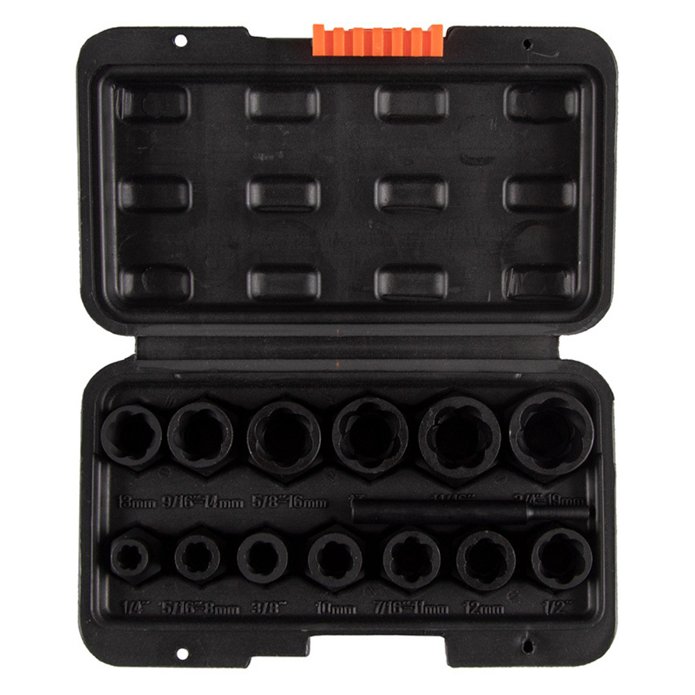 AFFIX (AF10930014C) Набор торцевых головок для поврежденных гаек и болтов, 1/4"-3/4", кейс, 14 предметов