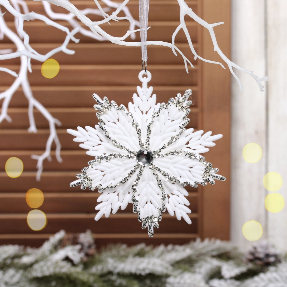 Подвеска «Сказочная метель» 13*13,5 см, Белый/серебро