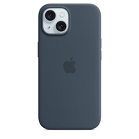 Силиконовый чехол для iPhone 15 Штормовой синий (Storm Blue) MagSafe MT0N3