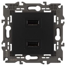 14-4110-05 ЭРА Устройство зарядное USB, 230В/5В-2100мА, IP20, Эра Elegance, антрацит