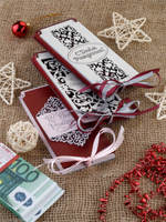 Купюрница деревянная, покраска акрил, с атласной леной, артикул КДХ-006