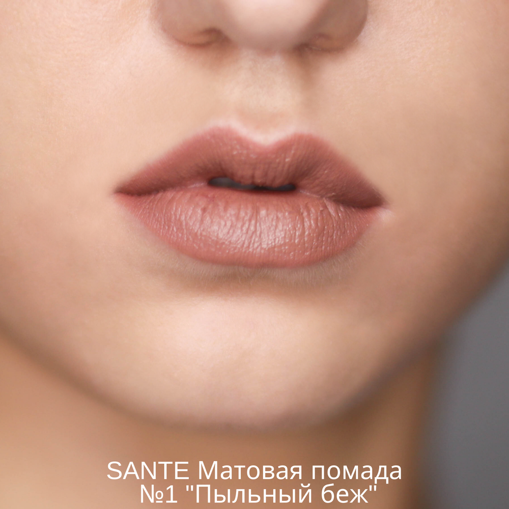 ГУБНАЯ ПОМАДА МАТОВАЯ № 01 "ПЫЛЬНЫЙ БЕЖ" (SANTE)