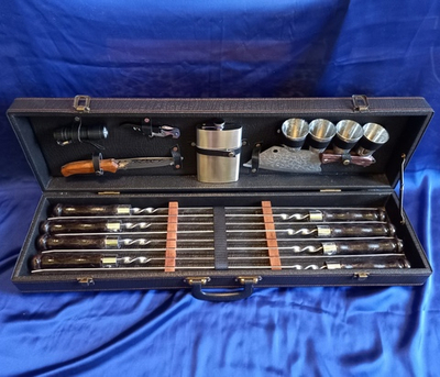 Набор с шампурами подарочный "Элит Классика" №27 в кейсе из экокожи 18 предметов