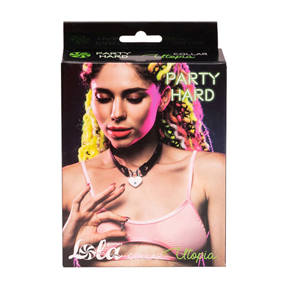 Черный ошейник с замком и ключиком Lola Games Party Hard Utopia 1091-01lola