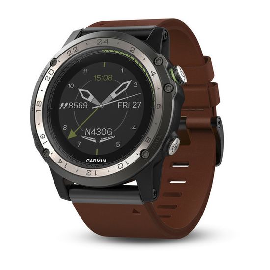 Умные авиационные часы Garmin D2 Charlie 010-01733-31 (кожа)