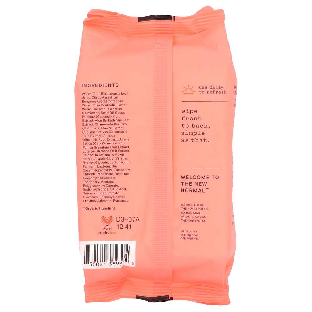 The Honey Pot Company, Салфетки, бергамот и роза, 30 шт.