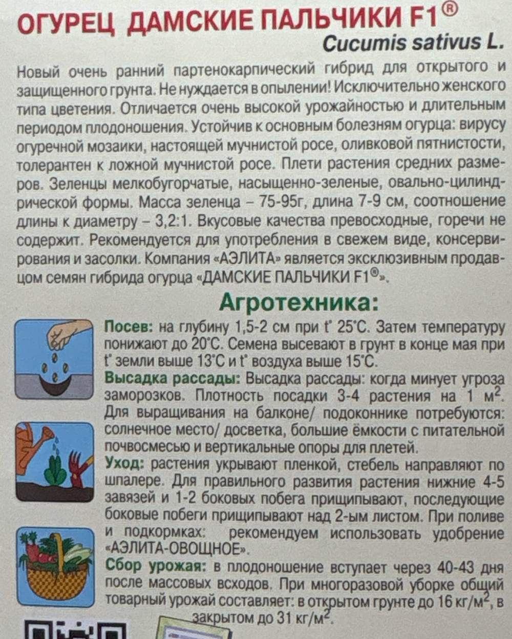 Огурец Дамские пальчики F1 10 шт СМО-62