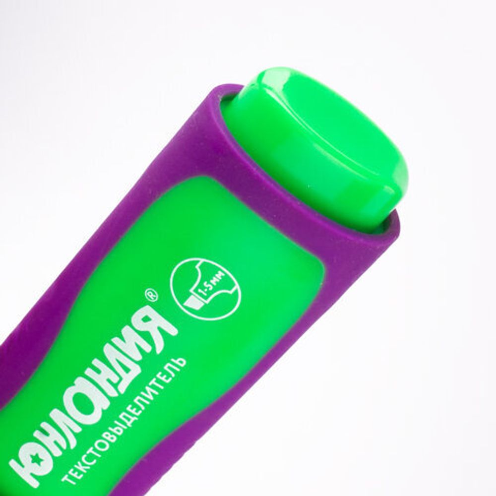 Текстовыделитель ЮНЛАНДИЯ "ELASTIC", ЗЕЛЕНЫЙ, прорезиненный корпус, линия 1-5 мм, 151760