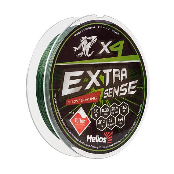 Шнур Helios Extrasense X4 PE Green 150m 3/46LB 0.30mm (HS-ES-X4-3/46LB)