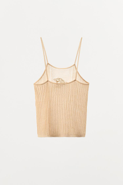 ZARA ТОП ИЗ АЖУРНОГО ТРИКОТАЖА С ЦВЕТОЧНОЙ ВЫШИВКОЙ, ЭКРЮ С МЕЛАНЖЕВОМ ЭФФЕКТОМ