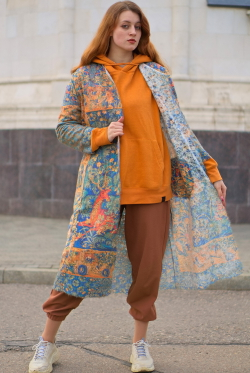 Кардиган "Сказочный лес" по мотивам фламандского гобелена 16 века, выполненного в технике мильфлёр