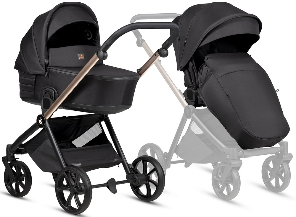Детская коляска Tutis Mio 3 Plus Black Edition New 4 в 1 с автокреслом Beno Beige и базой 1622292 Rose Gold