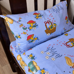 Комплект постельного белья "IS. ЗАЙЧИКИ С КОРЗИНКОЙ СИНИЙ", бязь, 100% хлопок.