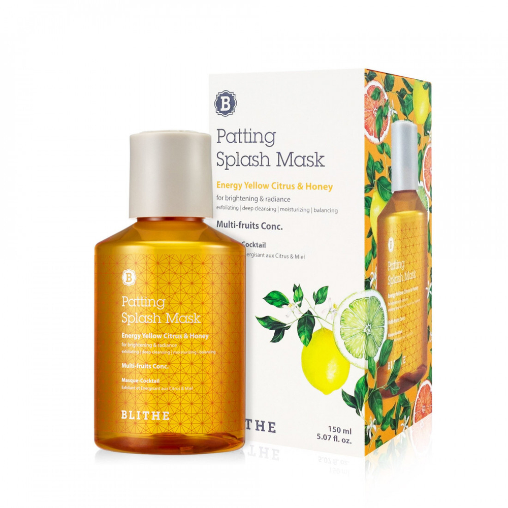 Blithe Сплэш-маска для сияния «Энергия Цитрус и мед» Patting Splash Mask Yellow 70 мл