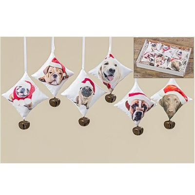 Набор из 6 подвесных украшений с бубенцами "Собака" 10х4х10см Полиэстр