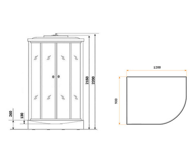 Душевая кабина Niagara NG-33294L 120х90 средний поддон, стекло матовое