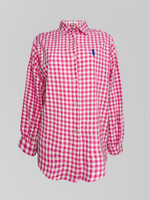 Рубашка WY 9005 в клеточку с длинным рукавом и логотипом на груди