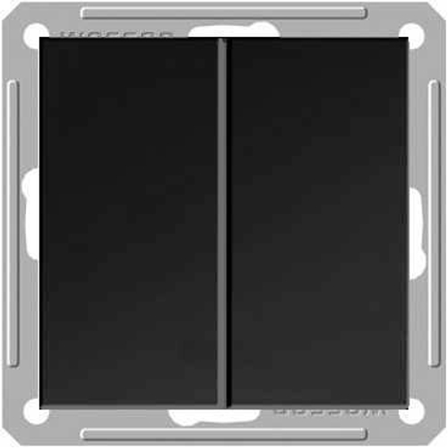 Переключатель 2-клавишный проходной без индикации, с/у, механизм W59 черный бархат Schneider Electric