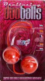 Красно-белые вагинальные шарики со смещенным центром тяжести Duoballs (Цвет: красный с белым)