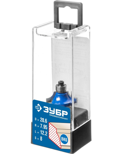ЗУБР 28.6 x 12.2 мм, радиус 8 мм, фреза кромочная калевочная №1, Профессионал (28700-28.6)