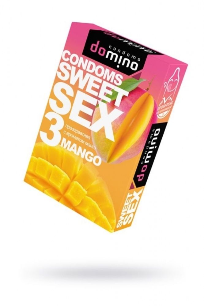Презервативы Domino, sweet sex, латекс, манго, 18 см, 5,2 см, 3 шт. (Цвет: прозрачный)