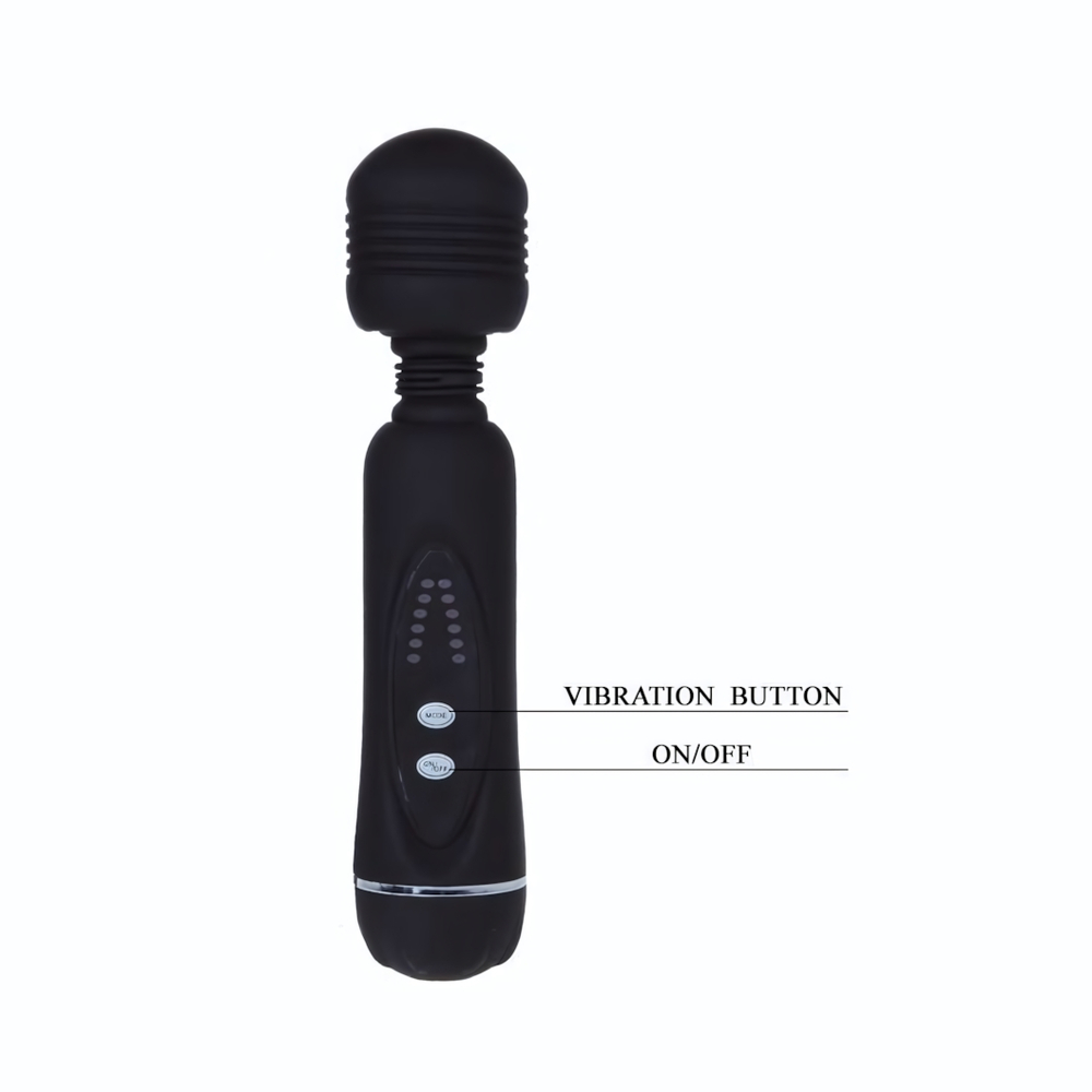 Черный вибромассажер со сменными насадками Power Wand - 20,5 см. (Цвет: черный)