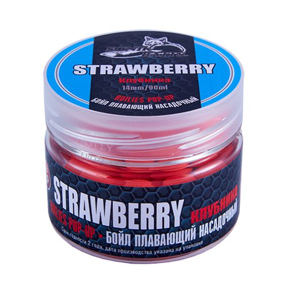 Бойлы насадочные плавающие Sonik Baits 14мм STRAWBERRY Fluo Pop-ups 90мл (Клубника)