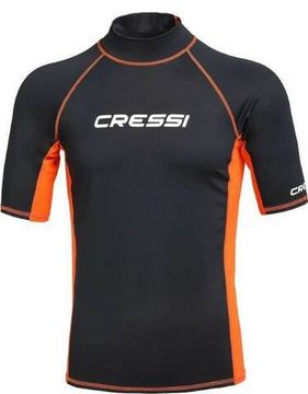 Гидрофутболка-рашгард Cressi Rash Guard с коротким рукавом черно-оранжевая