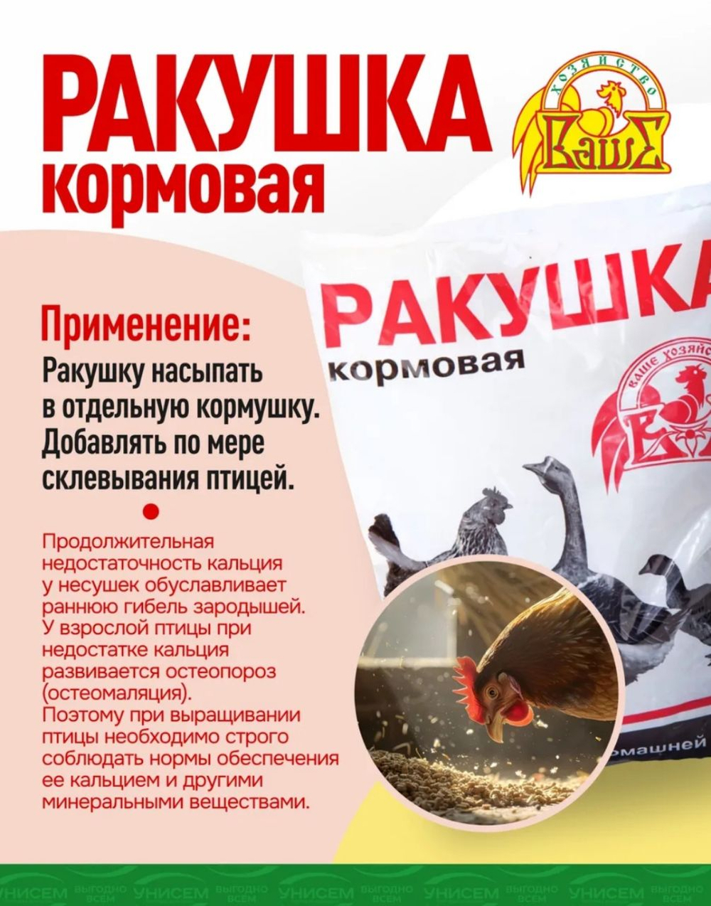 Подкормка для птиц кальций 1кг Ракушка