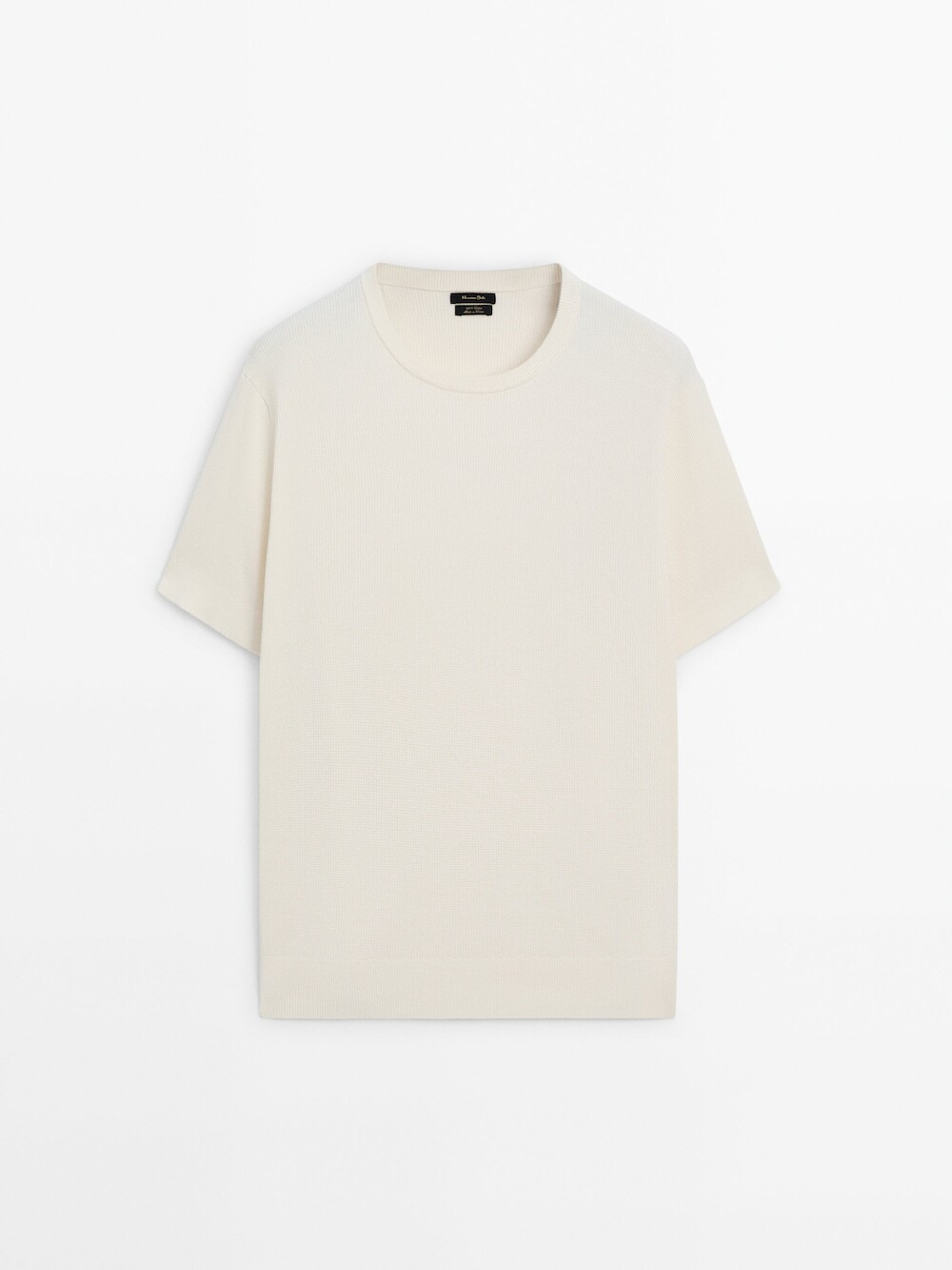 Massimo Dutti Хлопковая футболка, натуральный, кремовый