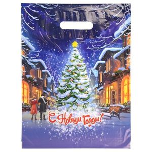 Пакет новогодний прорубная ручка Россия 30*40 см 30 мкм ПВД Свидание  1 шт 1 000 шт/кор