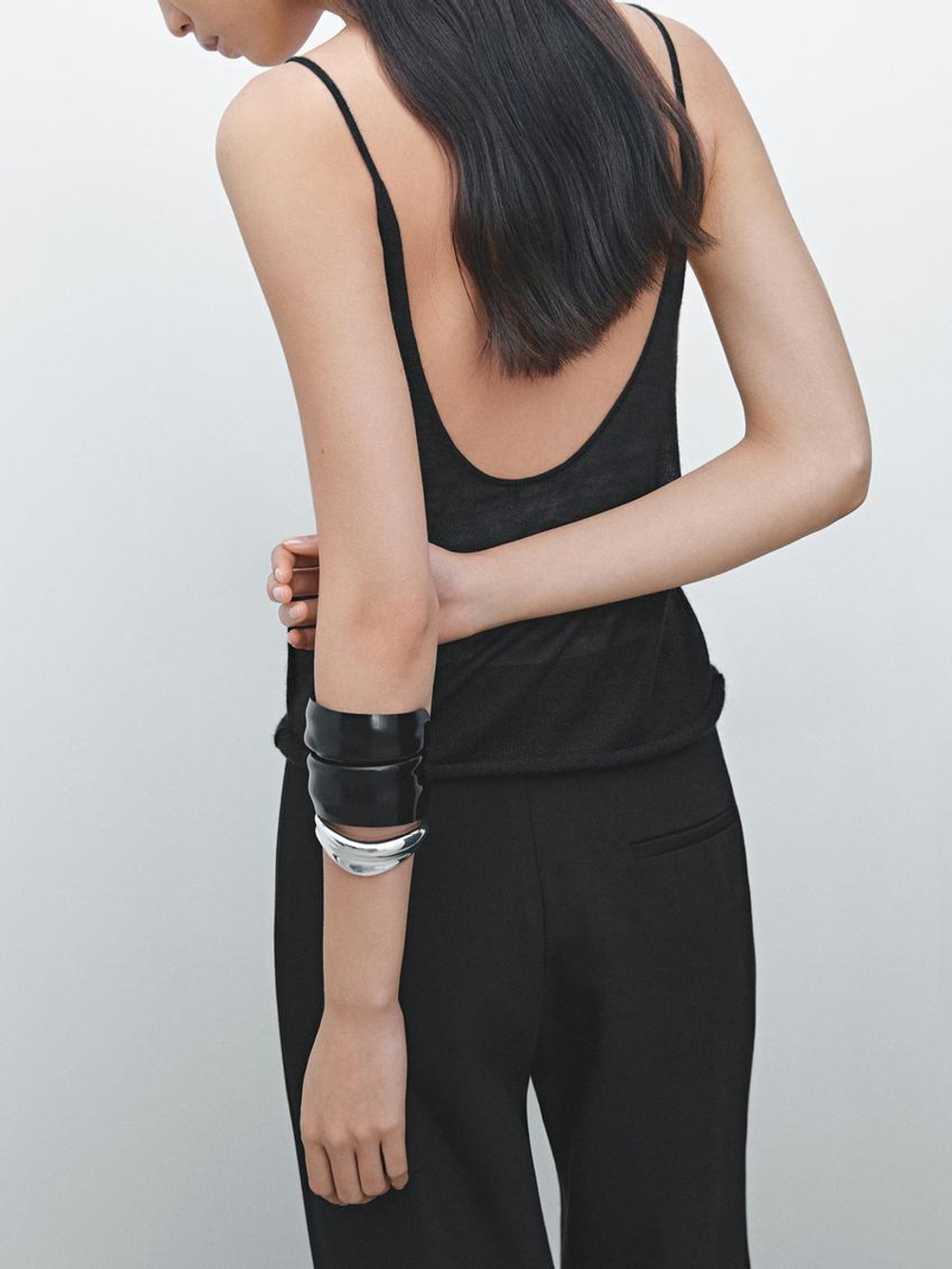 Massimo Dutti Топ на тонких бретелях - Limited Edition, черный