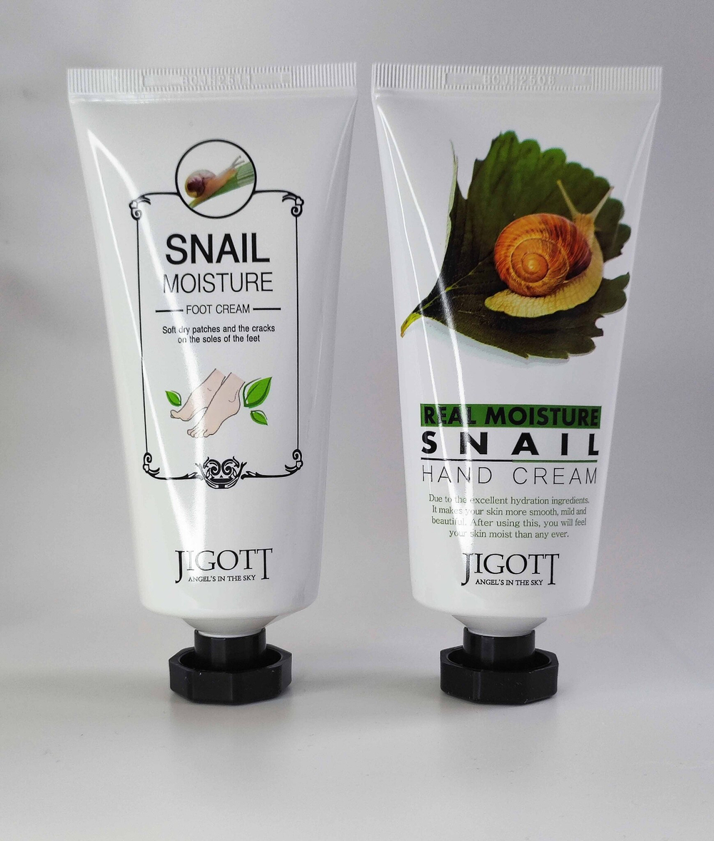 Набор кремов для рук и ног JIGOTT REAL MOISTUREHAND&FOOT CREAM с улиточным муцином, 100 мл + 100 мл.