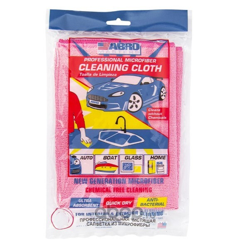 Салфетка из микрофибры для стекла /38*40 см/ Abro Masters темно-розовая (ABRO)