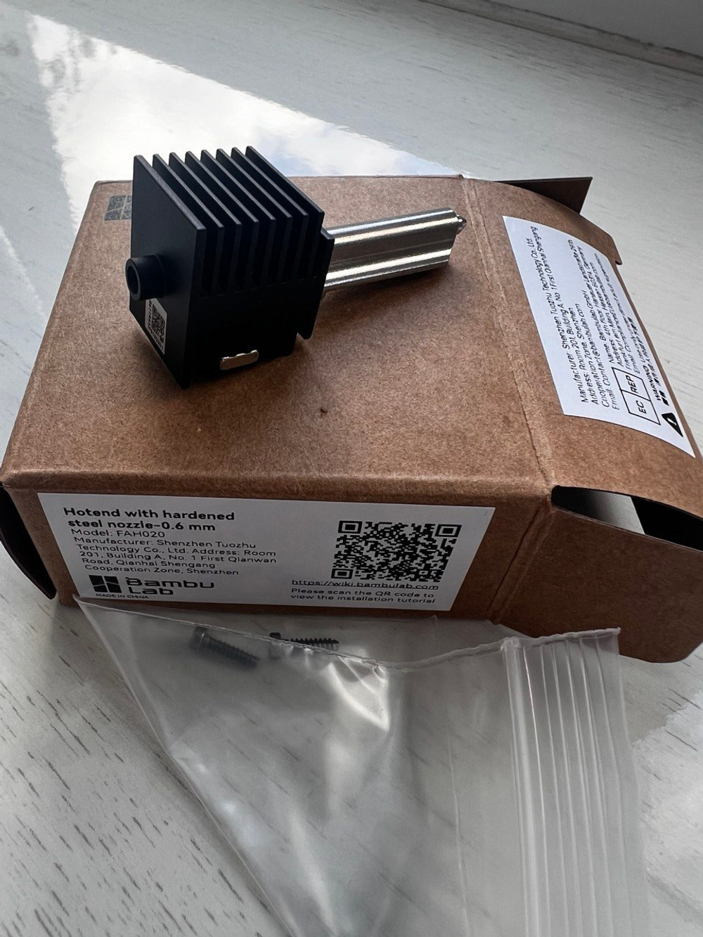 Хотэнд с соплом 0,6 мм из закаленной стали для 3Д принтера Bambu Lab A1/A1 mini (FAH020)