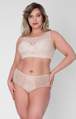 Кружевной бюстгальтер-топ +size с мягкими чашками (Размер: 75J) (Цвет: черный)