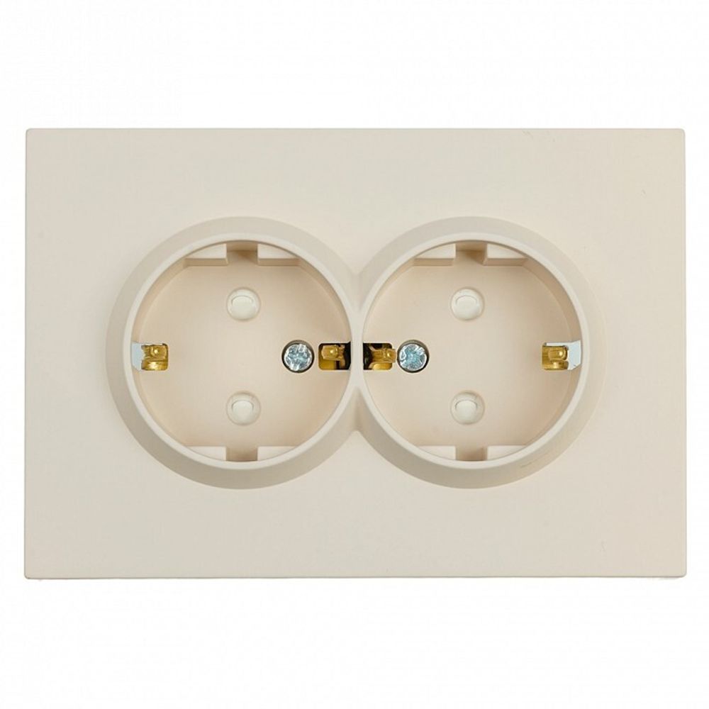 Розетка двойная с заземлением и со шторкой Stekker Эмили 49908