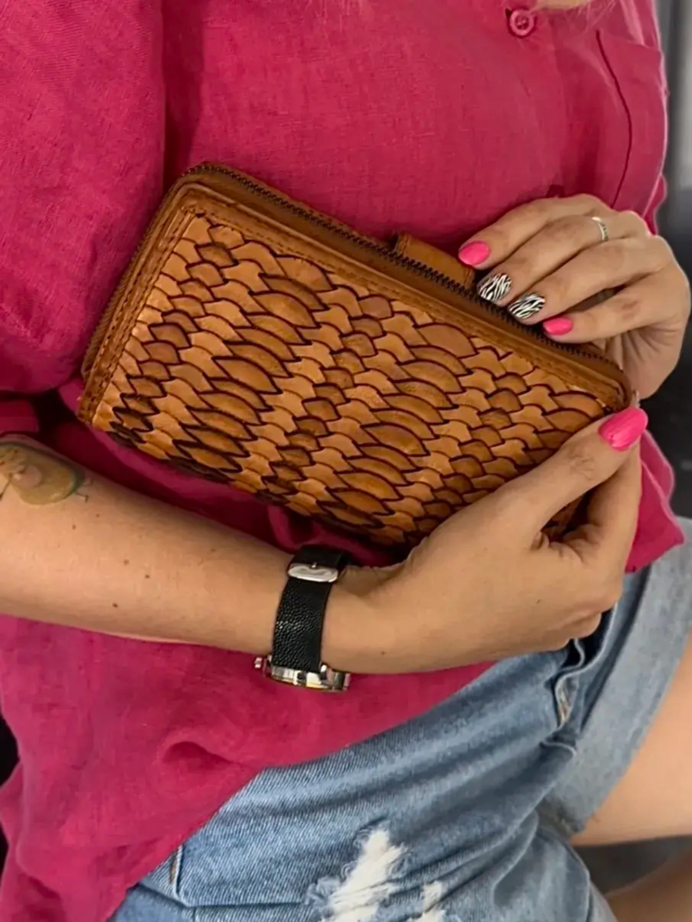 Женский кошелек из натуральной винтажной кожи цвета whisky