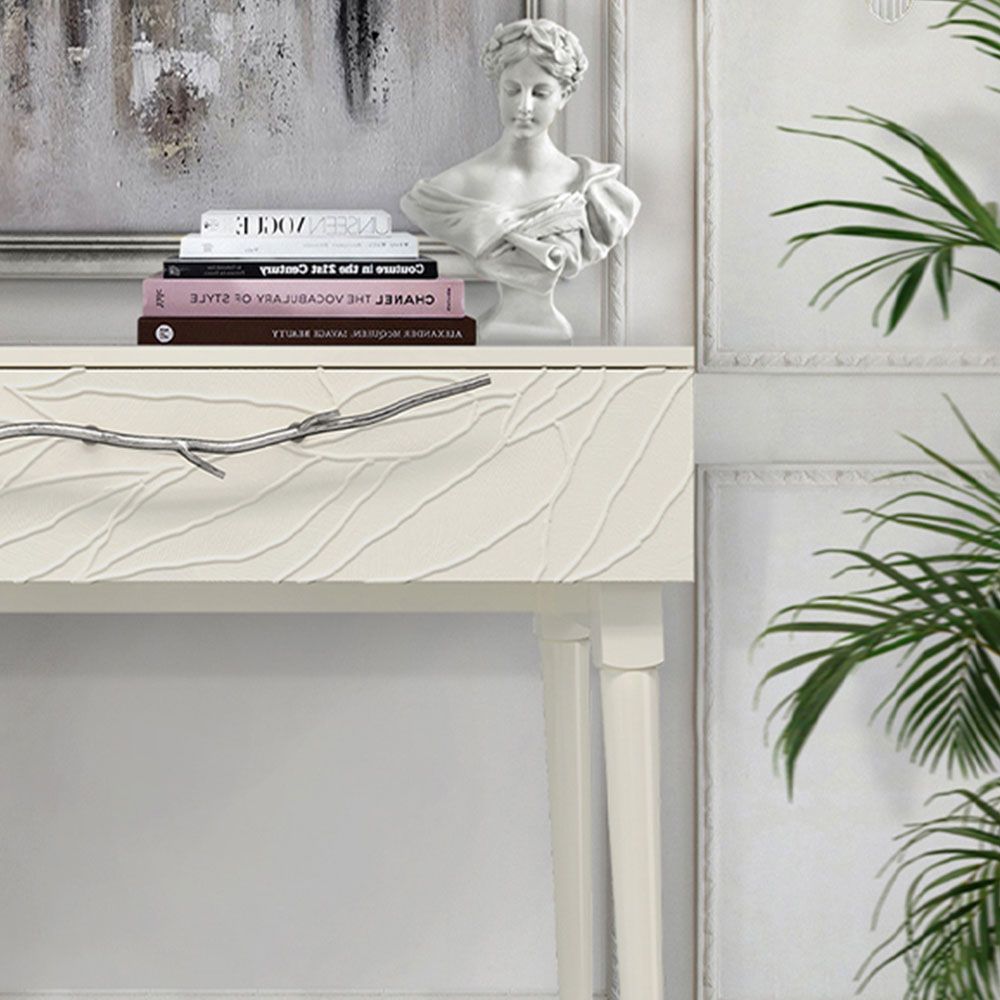 Консоль Арт Колор leaves Стайл Сильвер Кремовый белый