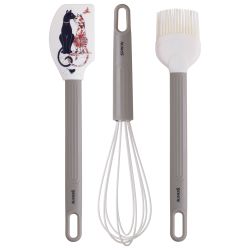 НАБОР: ВЕНЧИК, ЛОПАТКА, КИСТОЧКА AGNESS, 3 ПРЕДМЕТА, СЕРИЯ "ПАРИЖСКИЕ КОТЫ"