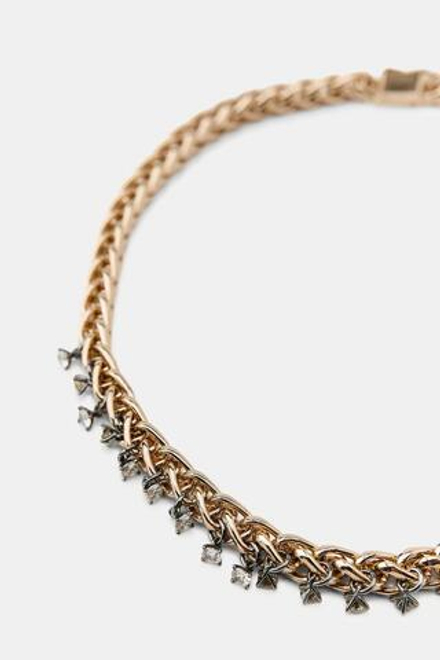 ZARA ОЖЕРЕЛЬЕ С КОНТРАСТНЫМИ ЗВЕНЬЯМИ И ПОДВЕСКАМИ, ЗОЛОТИСТЫЙ