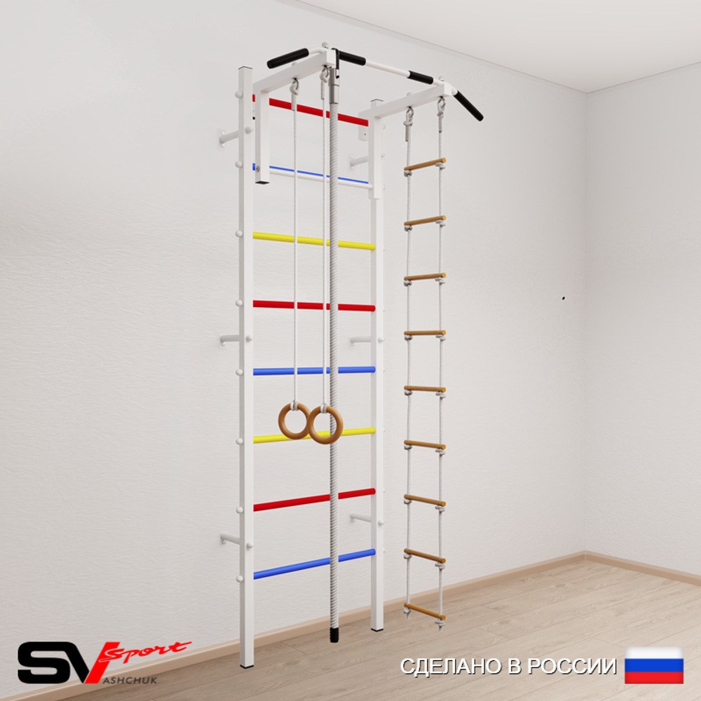 Шведская стенка Sv Sport 502 (Турник стандарт/Канат/Кольца/Лестница)