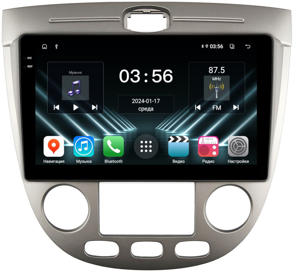 Магнитола для Chevrolet Lacetti хэтчбек (климат) - FarCar DX3038M монитор 9.5" IPS на Android 13, 4+64Гб, CarPlay