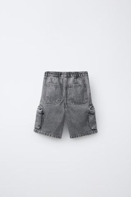 ZARA ДЖИНСОВЫЕ ШОРТЫ КАРГО URBAN, МЯГКИЙ СЕРЫЙ