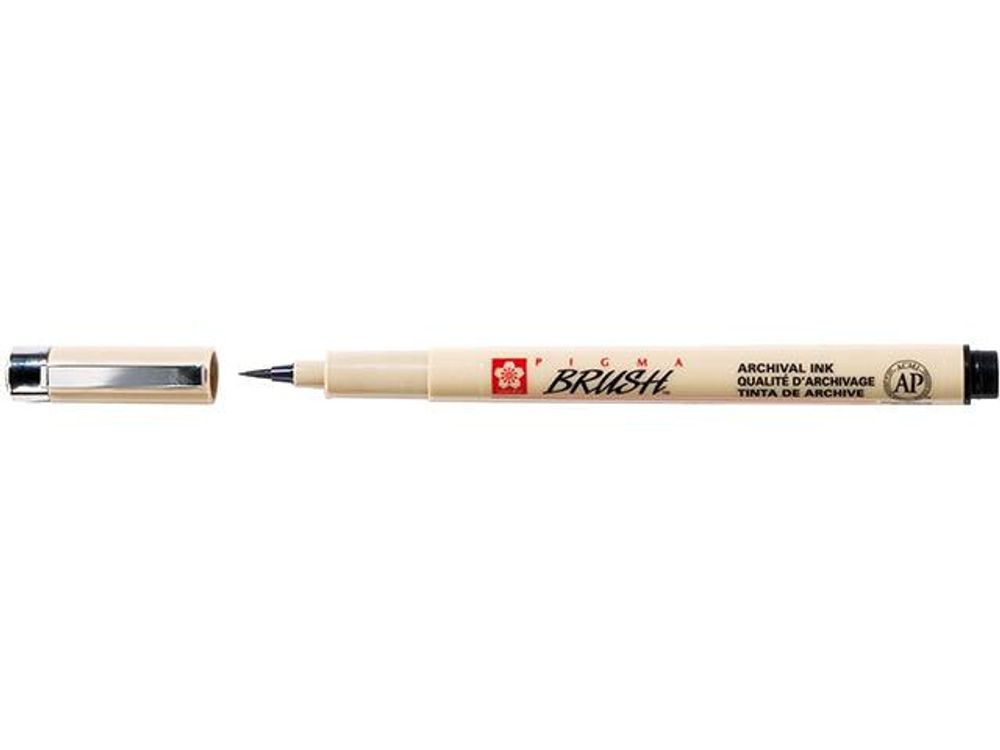 Ручка-кисть капиллярная линер САКУРА Пигма Браш 0,5 мм черный (XSDK-BR-49)