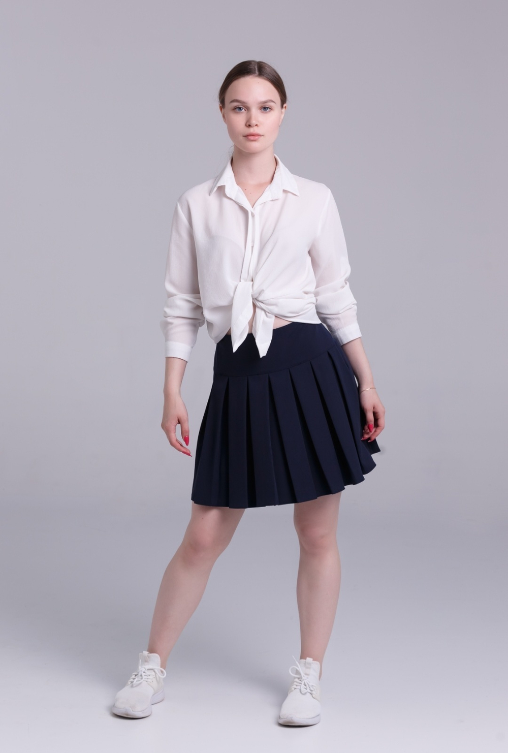 Юбка школьная для девочки девочковая женская складка гофре плиссе плиссированная в складку синяя 44 S M