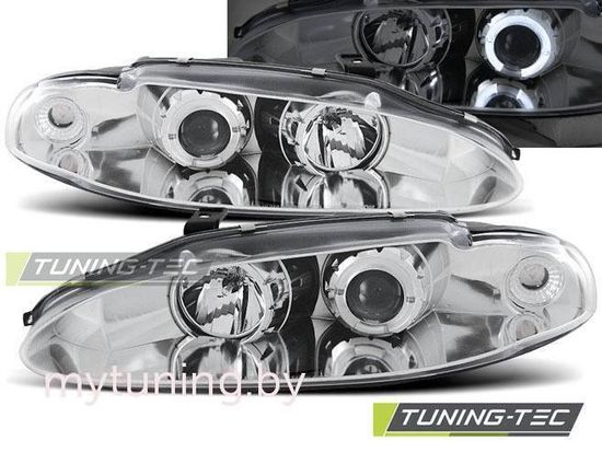 Передние фары angel eyes chrome для Mitsubishi Eclipse D30