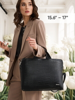 Сумка для ноутбука 15,6" и 17" с ремнем на плечо и 3 отделениями (Лакированный черный)