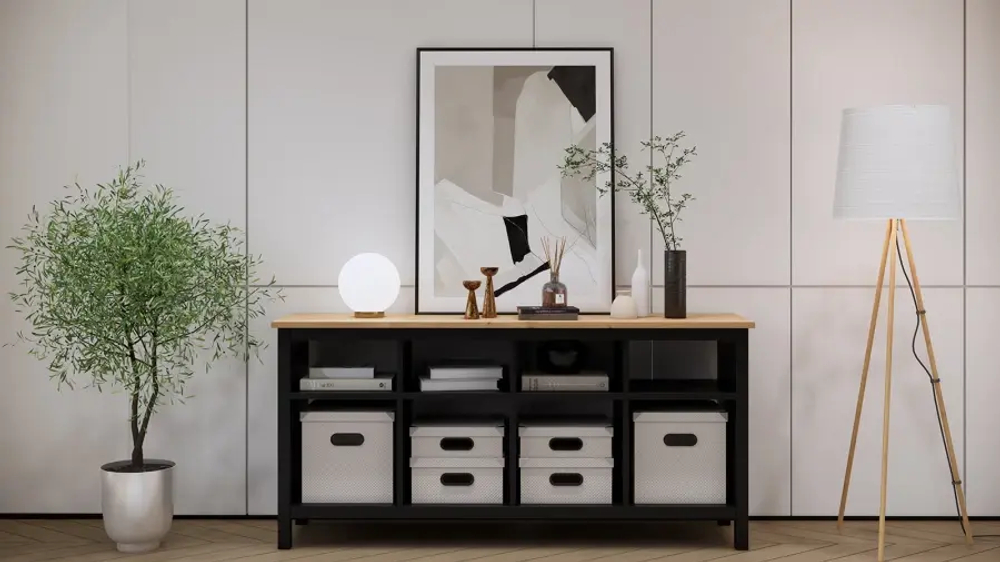 Стол-консоль - аналог IKEA HEMNES / ХЕМНЭС/ ХЕМНЕС / КЫМОР / ИКЕА 157х74х40 см, чёрный/светло-коричневый