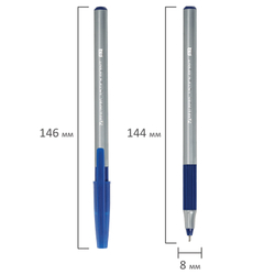 Ручка шариковая с грипом BRAUBERG "i-STICK POINT", КОМПЛЕКТ 20 шт., СИНЯЯ, линия письма 0,35 мм, 144024